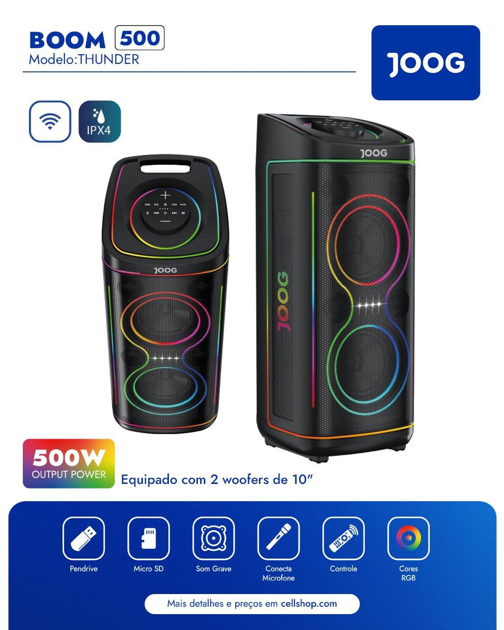 Altavoz Boom Thunder Joog 500W Color Negro